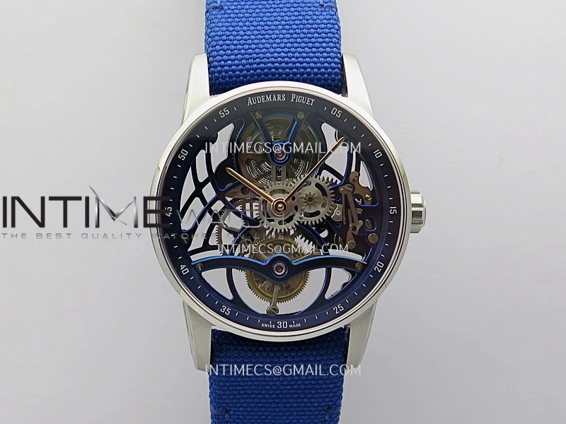 Code 11.59 26600NB SS APPF Best Edition Blue Skeleton Dial on Blue Nylon Strap Asian Tourbillon